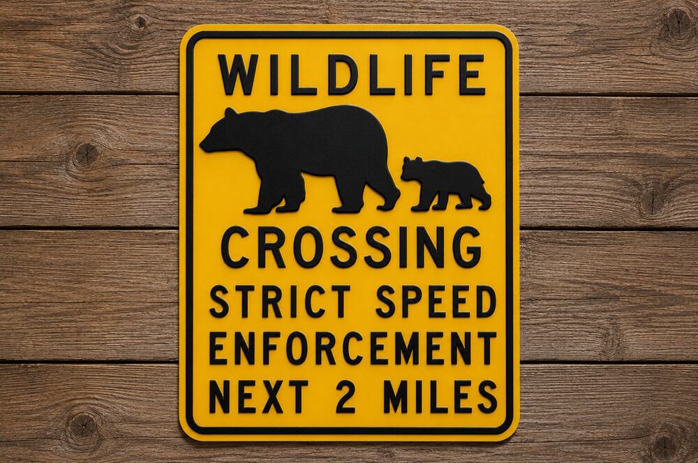 Yosemite National Park Wildlife Crossing Sign Speed Enforcement California